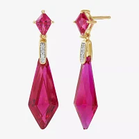 Lab-Created Ruby 14K Gold Over Sterling Silver Earrings