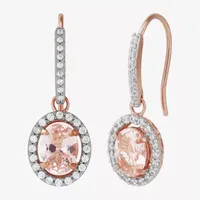 18K Rose Gold Over Silver Simulated Morganite Drop Earrings