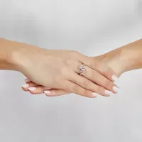 Womens Simulated Pink Morganite 18K Rose Gold Over Silver Cocktail Ring