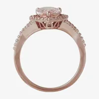 Womens Simulated Pink Morganite 18K Rose Gold Over Silver Cocktail Ring