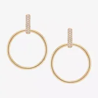 Knocker 1/4 CT. T.W. Natural White Diamond 10K Gold 25mm Hoop Earrings