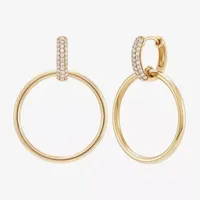 Knocker 1/4 CT. T.W. Natural White Diamond 10K Gold 25mm Hoop Earrings