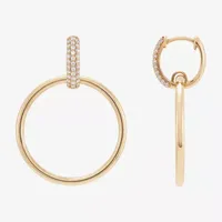 Knocker 1/4 CT. T.W. Natural White Diamond 10K Gold 25mm Hoop Earrings