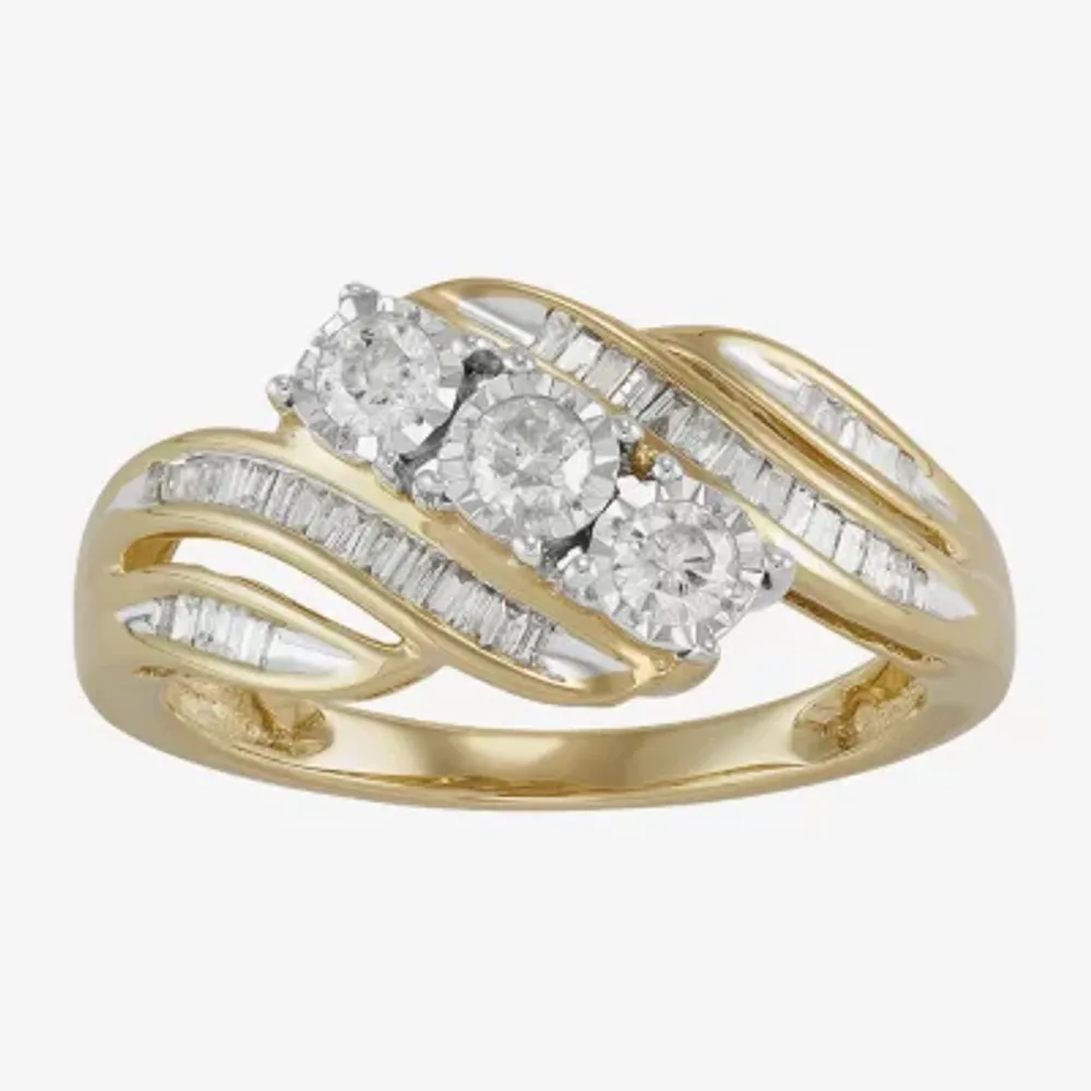 Love Lives Forever 1/2 CT.T.W. Round White Natural Diamond 10K Gold 3-Stone Ring