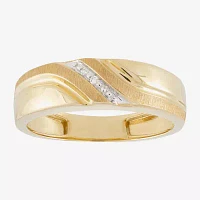 Mens Diamond-Accent Band 10K Gold