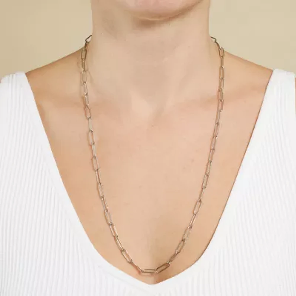 Silver Reflections Pure Over Brass 18-24" Paperclip Chain Necklace