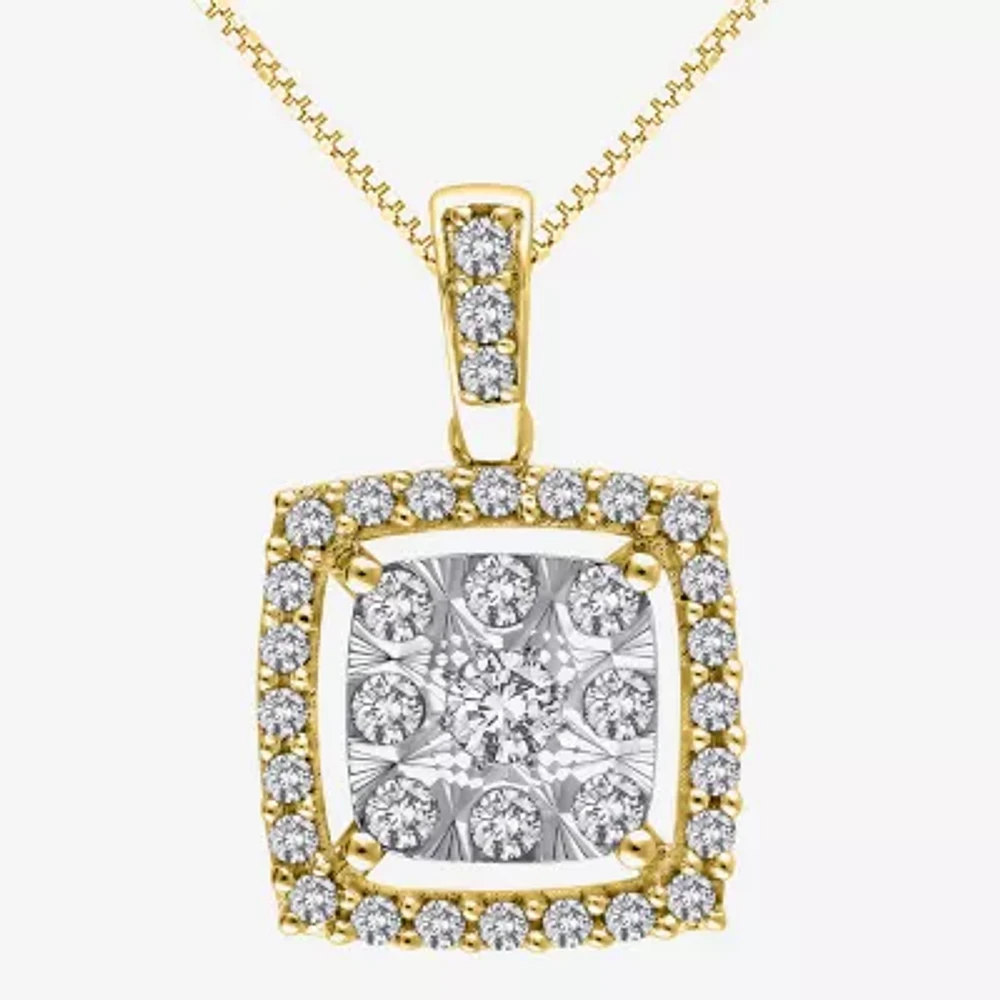 Womens 1/2 CT. T.W. Natural White Diamond 14K Two Tone Gold Pendant Necklace