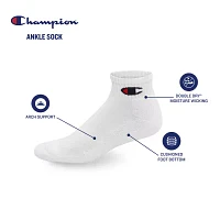 Champion 6 Pair Quarter Ankle Socks Mens