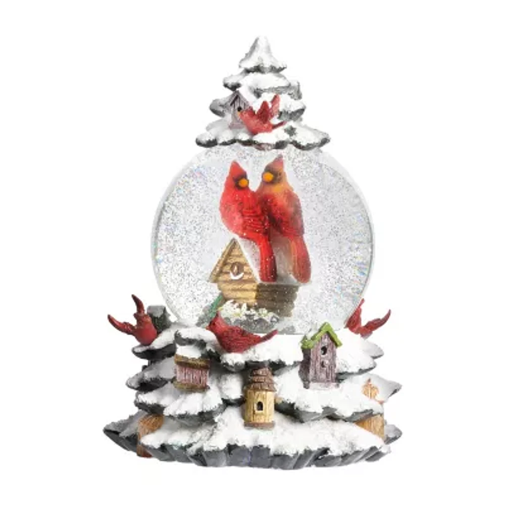 Roman 9in Lights Swirl Cardinal Dome Christmas Tabletop Decor