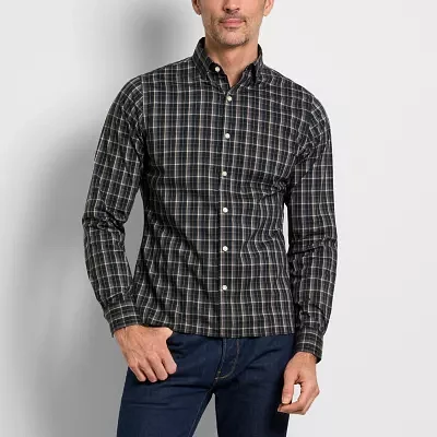 Van Heusen Mens Slim Fit Long Sleeve Plaid Button-Down Shirt