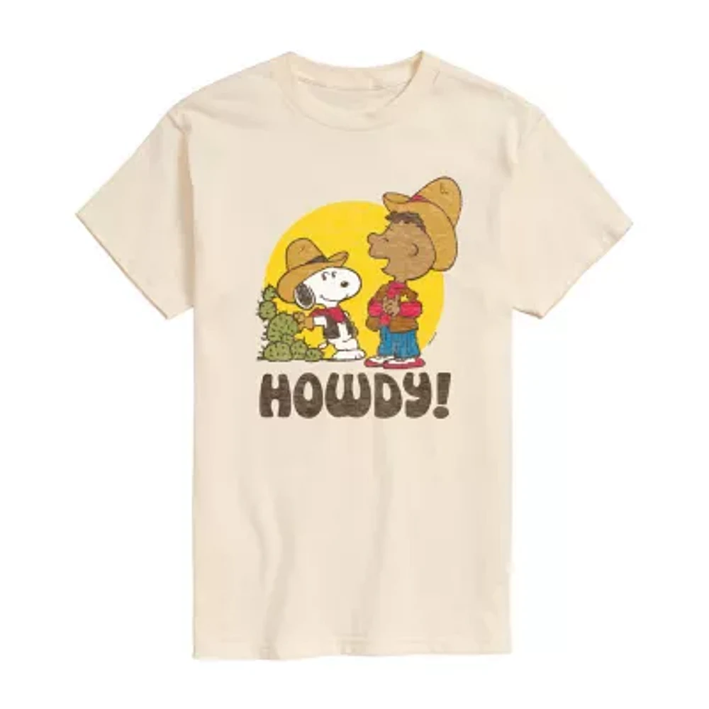 Mens Short Sleeve Peanuts Howdy Graphic T-Shirt