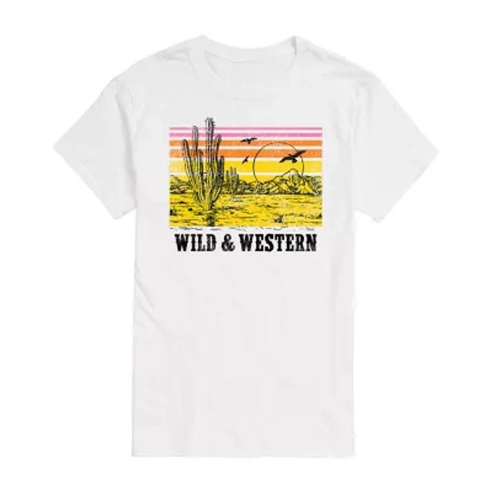 Mens Short Sleeve Wild & Western Graphic T-Shirt