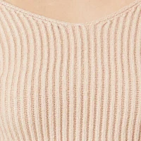 Forever 21 Juniors Ribbed Cropped Womens V Neck Long Sleeve Pullover Sweater