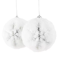 North Pole Trading Co. Fur Snowflake Ball Set 2-pc. Christmas Ornament