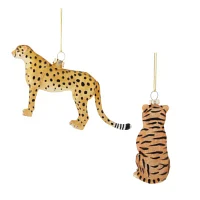 North Pole Trading Co. Tiger And Leopard Set 2-pc. Christmas Ornament