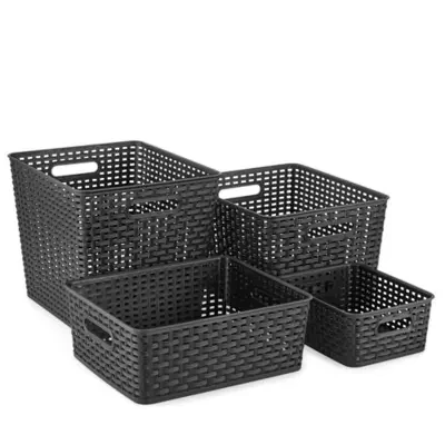 Home Expressions Durable Plastic Weave 4-pc. Storage Bin