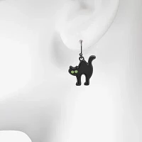 Bijoux Bar Delicates Halloween Black Cat Womens Green Glass Drop Earrings