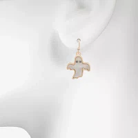Bijoux Bar Delicates Halloween Gold Tone Ghost Womens Black Glass Drop Earrings
