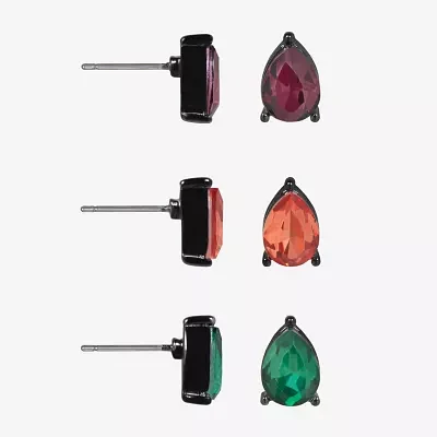 Bijoux Bar Delicates Halloween Two Tone Womens Multi Color Glass 3 Pair Earring Set