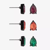 Bijoux Bar Delicates Halloween Two Tone Womens Multi Color Glass 3 Pair Earring Set