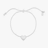 Bijoux Bar Delicates Silver Tone Womens Heart Bolo Bracelet