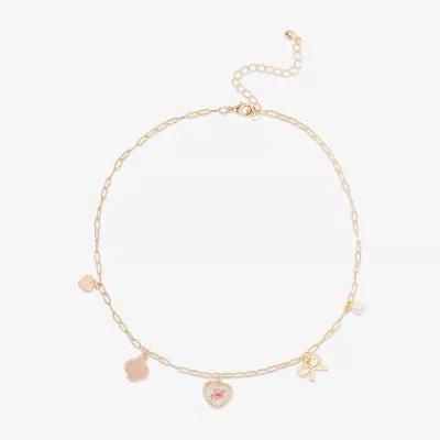 Bijoux Bar Delicates Gold Tone Womens Simulated Pearl Bow Clover Flower 16 Inch Pendant Necklace