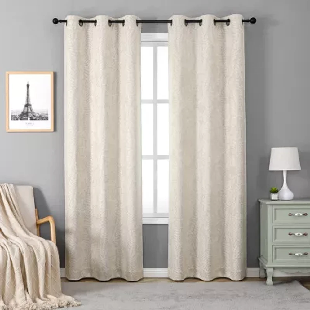 Regal Home Joelle Embossed Grommet Top Energy Saving Blackout Set of 2 Curtain Panel