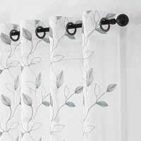 Regal Home Cedar Embroidered Grommet Top Sheer Set of 2 Curtain Panel
