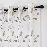 Regal Home Cedar Embroidered Grommet Top Sheer Set of 2 Curtain Panel