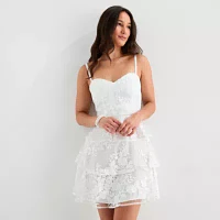 by&by Womens Sleeveless Fit + Flare Dress Juniors