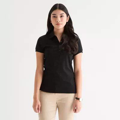 IZOD Juniors Womens Short Sleeve Polo Shirt