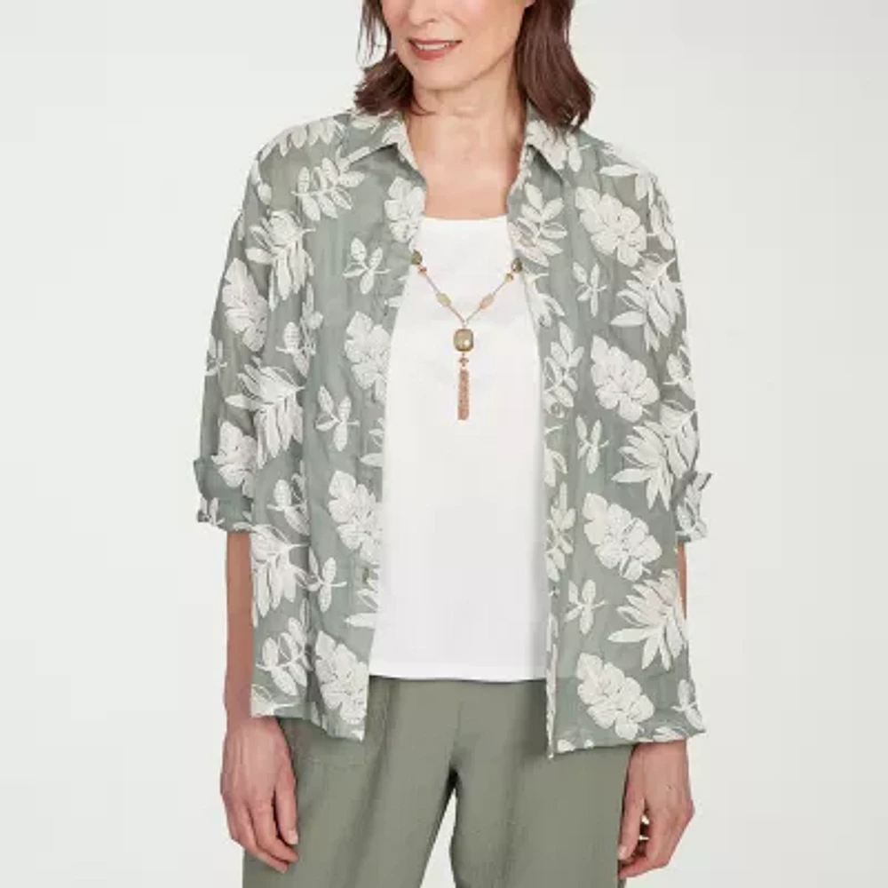 Alfred Dunner Copper Canyon Womens 3/4 Sleeve Layered Top