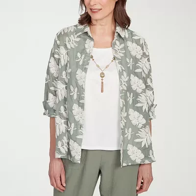 Alfred Dunner Copper Canyon Womens 3/4 Sleeve Layered Top