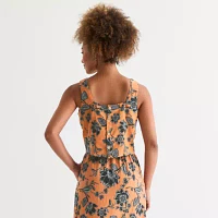 a.n.a Linen Blend Womens Square Neck Sleeveless Tank Top
