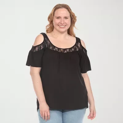 White Mark Plus Womens Short Sleeve Tunic Top