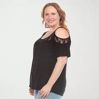 White Mark Plus Womens Short Sleeve Tunic Top