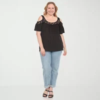 White Mark Plus Womens Short Sleeve Tunic Top