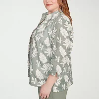 Alfred Dunner Copper Canyon Womens 3/4 Sleeve Layered Top Plus