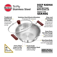 Hawkins Stainless Steel 4 Liter Deep Kadhai Pan