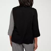 Alfred Dunner Santa Barbara Womens Crew Neck 3/4 Sleeve T-Shirt