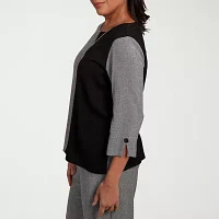 Alfred Dunner Santa Barbara Womens Crew Neck 3/4 Sleeve T-Shirt