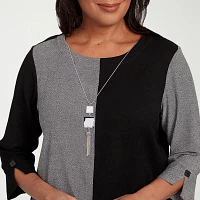 Alfred Dunner Santa Barbara Womens Crew Neck 3/4 Sleeve T-Shirt