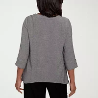 Alfred Dunner Santa Barbara Womens Crew Neck 3/4 Sleeve T-Shirt