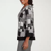 Alfred Dunner Santa Barbara Womens Crew Neck 3/4 Sleeve T-Shirt