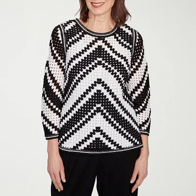 Alfred Dunner Santa Barbara Womens Crew Neck 3/4 Sleeve T-Shirt
