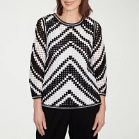 Alfred Dunner Santa Barbara Womens Crew Neck 3/4 Sleeve T-Shirt
