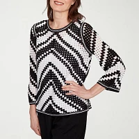 Alfred Dunner Santa Barbara Womens Crew Neck 3/4 Sleeve T-Shirt