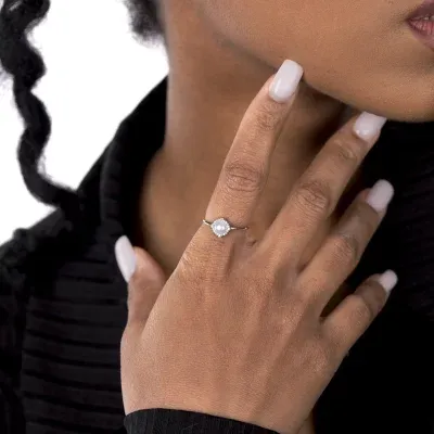 Silver Treasures Simulated Pearl Sterling Round Band