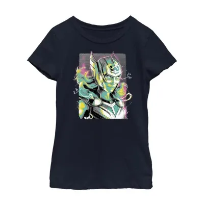 Little & Big Girls Crew Neck Short Sleeve Thor Graphic T-Shirt