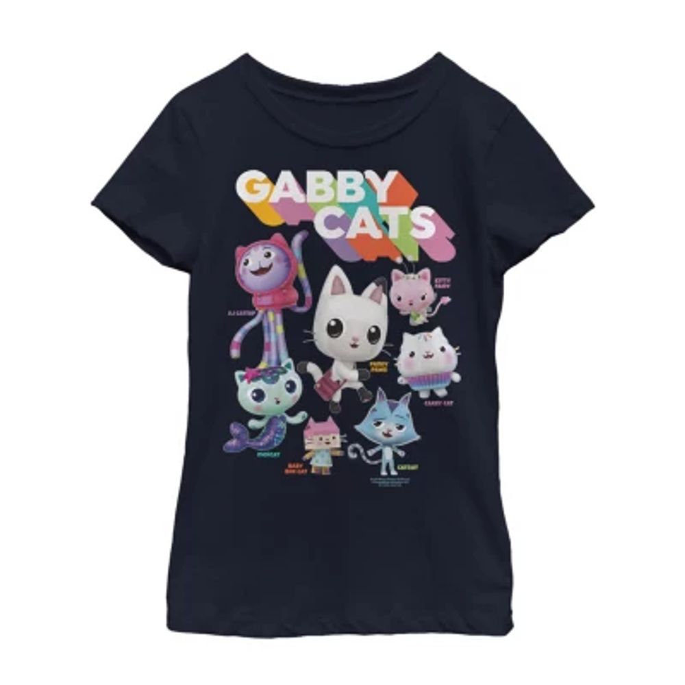 Little & Big Girls Crew Neck Short Sleeve Gabby's Dollhouse Graphic T-Shirt